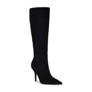 Nine West Gerty Dress Boots Womens US 6M Black Suede Stiletto Heel Knee High
